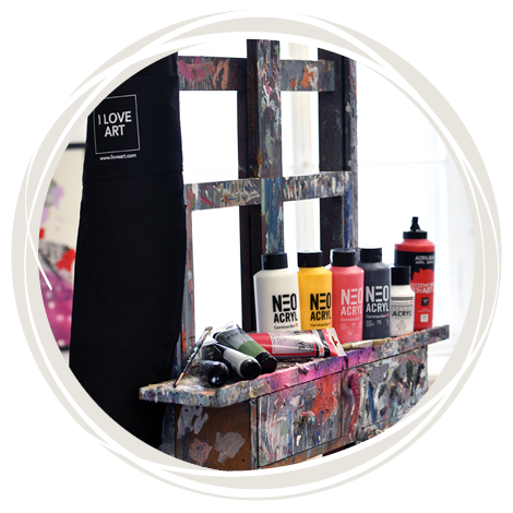 Acrylfarben auf Staffelei